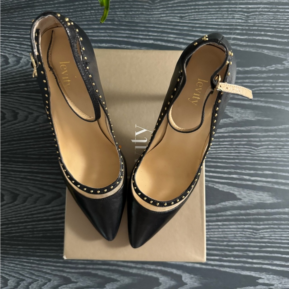 Black and Mesh Ankle strap Heels